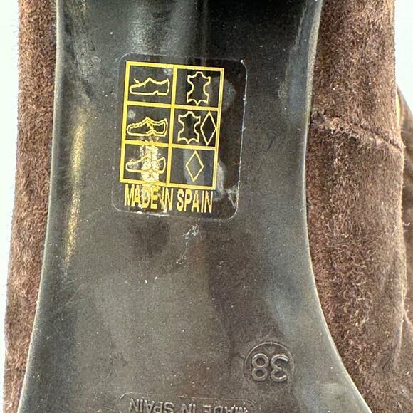 Elodie Suede Chocolate Brown Block Heel Pumps 38  US 7 - Picture 7 of 12